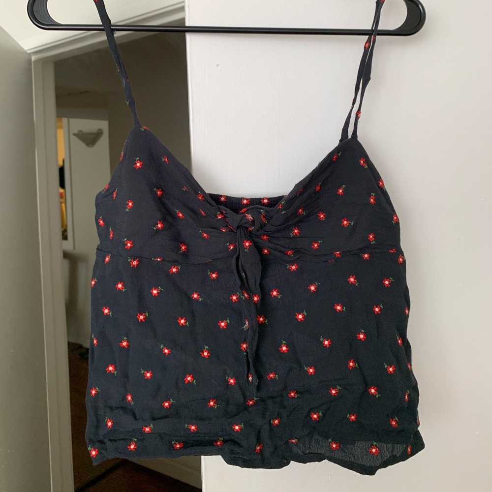 Brandy Melville Black Tank Top with Tie Front